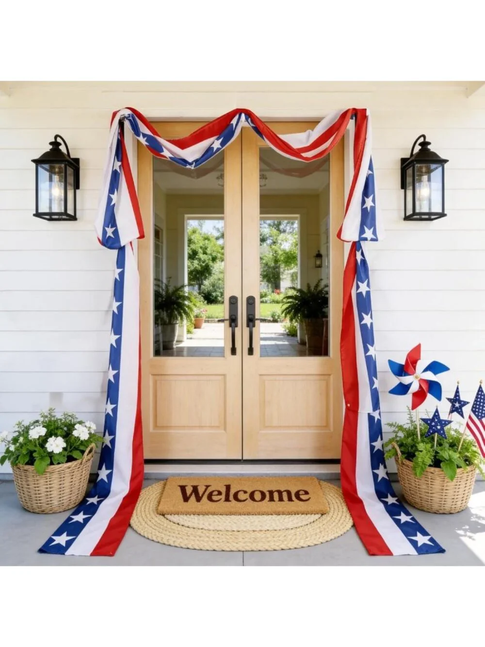 Patriotic 4th of July Bunting Flags - 2 Pack 20FT Red White Blue Decor for